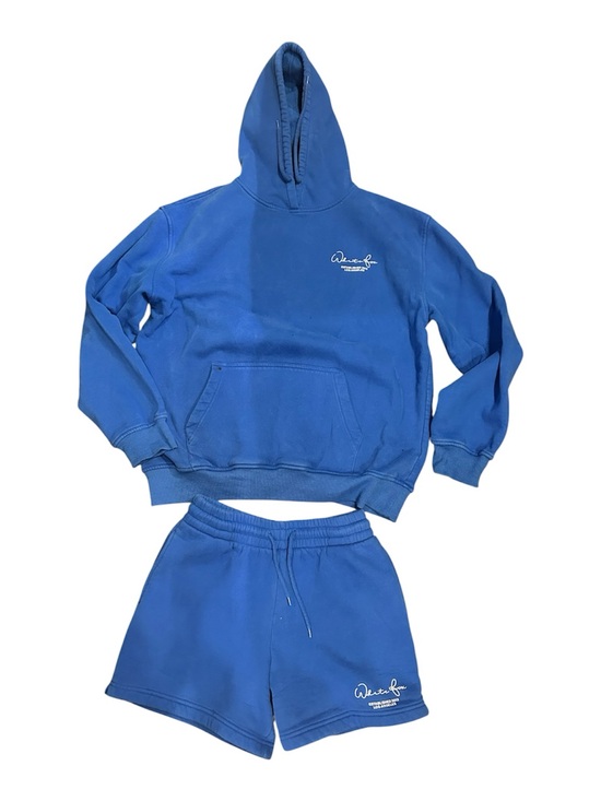 White Fox Boutique Tops - White Fox💙Signature Script Sweatshirt And Short Set Electric Blue (L top M bot)